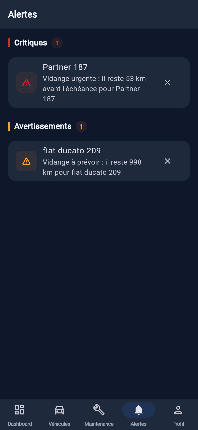 Fleet alerts