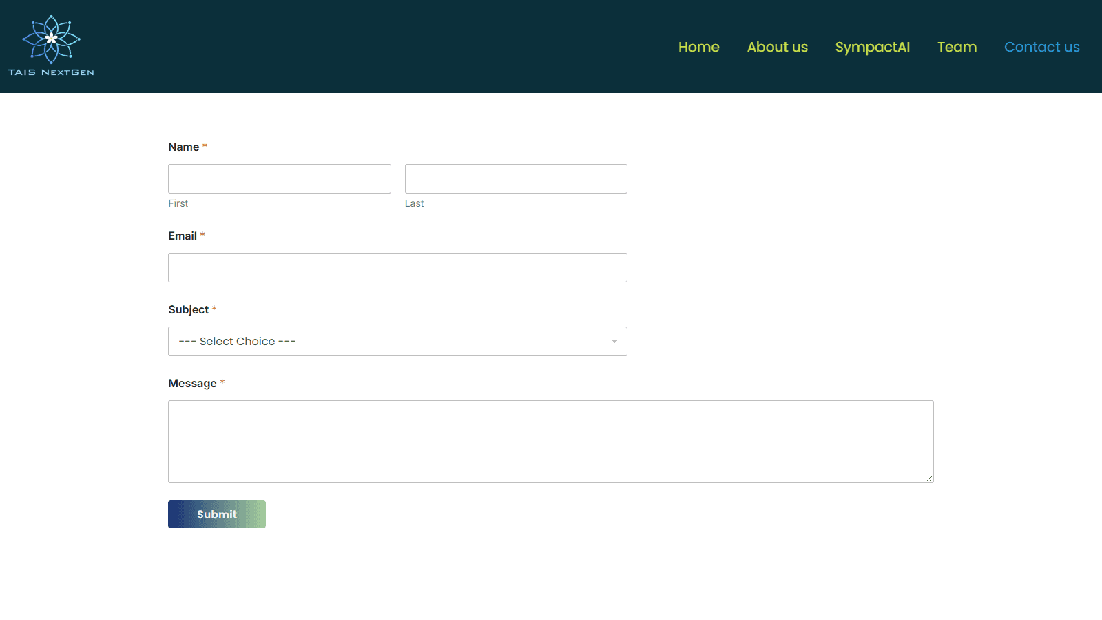 TAIS NextGen contact page