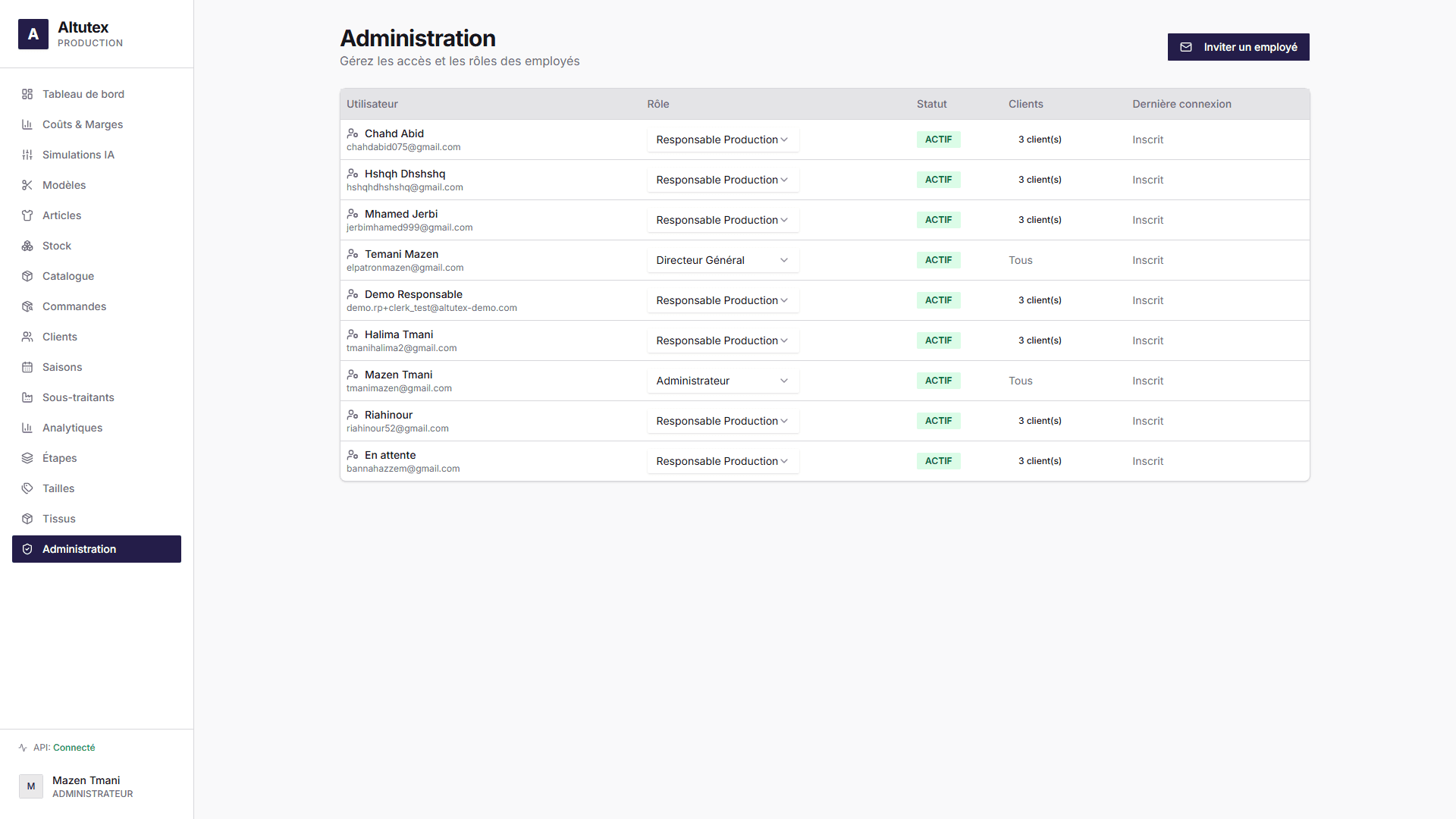 Administration panel